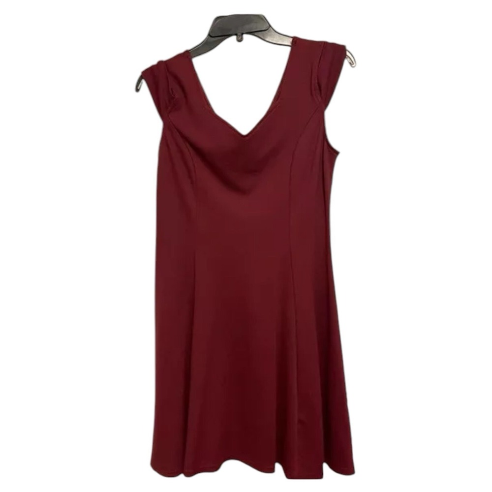 INSNOVA Women Maroon HOCO/Formal Mini Dress Zip up w/V-Neck(Front/Back)-LARGE